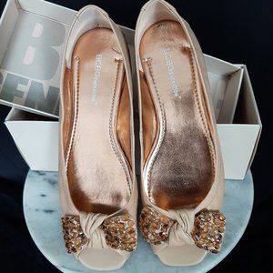 BCB Generation Open Toe Flats with Bling Bow